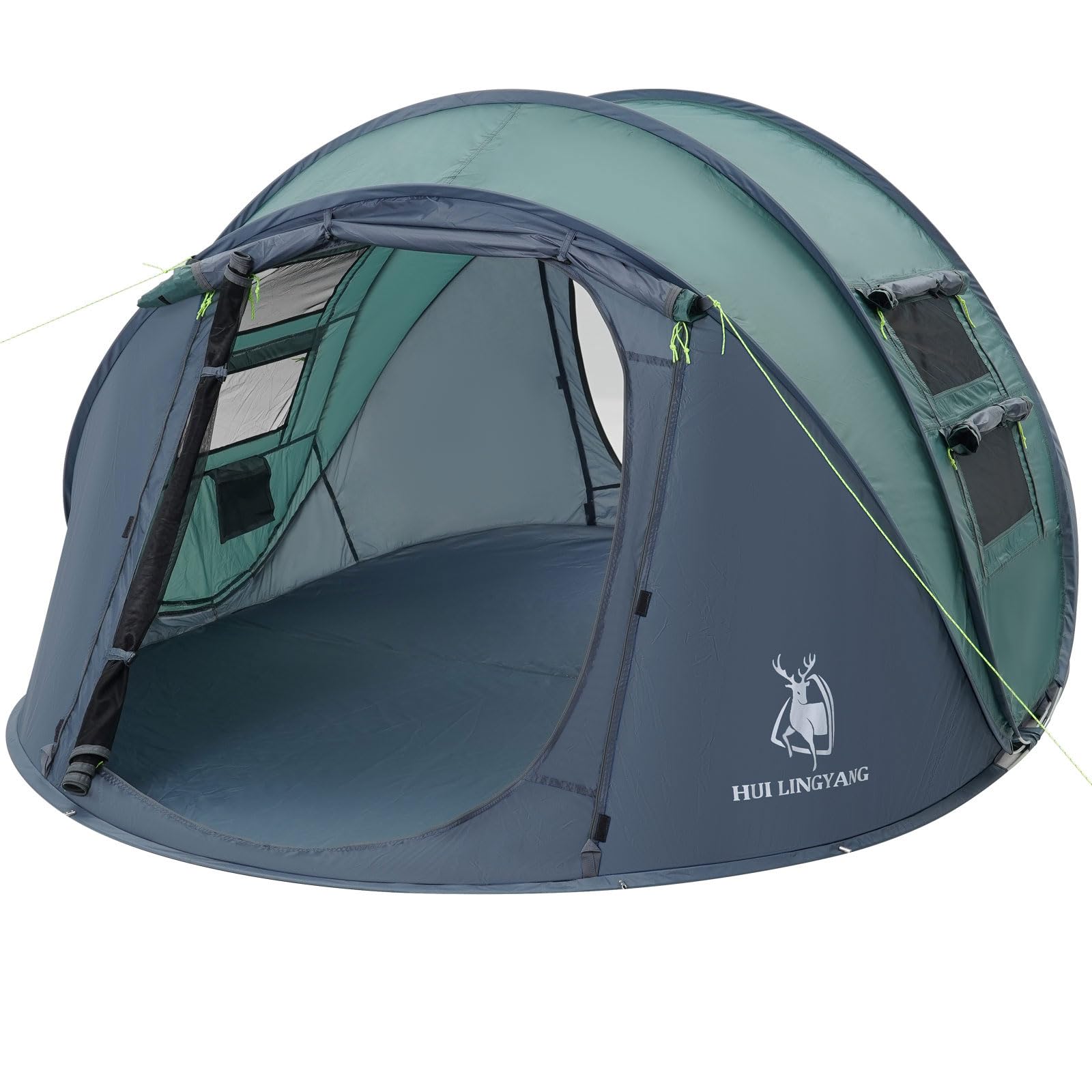 Photo 1 of 4 Person Easy Pop Up Tent,9.5’X6.6’X52'',Waterproof, Automatic Setup,2 Doors-Instant Family Tents for Camping, Hiking & Traveling