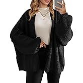 Saodimallsu Womens Oversized Cardigan Sweaters Open Front Chunky Knit Casual Long Lantern Sleeve Fall Sweater Coats