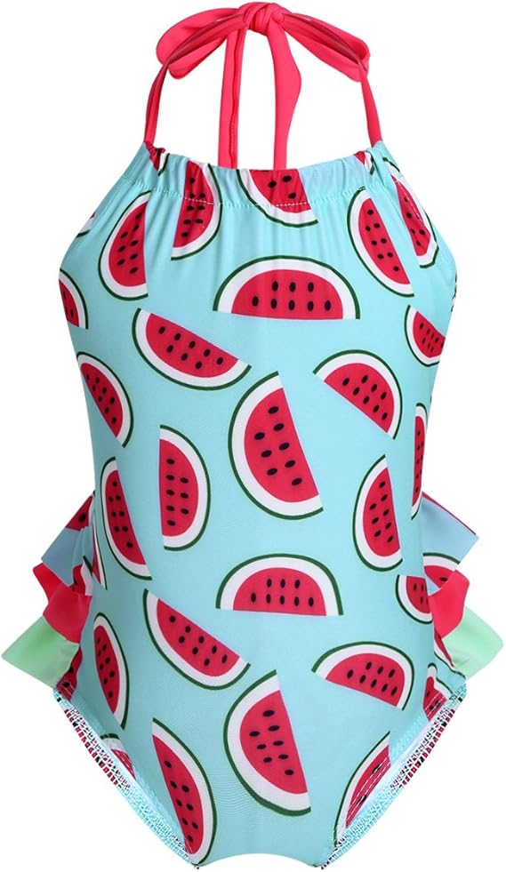 Amazon イーエフイー Efe キッズ 0ー8歳 水着 女の子 ガールズ ワンピース スイカプリント ホルターネック ラッシュガード 子供 ベビー スカイブルー 90 水着 通販