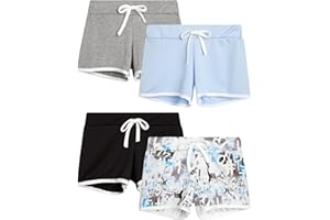 Sweet Hearts Girls' Active Shorts - 4 Pack French Terry Athletic Gym Dolphin Shorts (7-16)