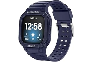 NAHAI Compatible with Fitbit Sense Bands with Case Bumper, TPU Sports Band with Protection Shockproof Case for Fitbit Versa 3/2/1/Lite, Men Women