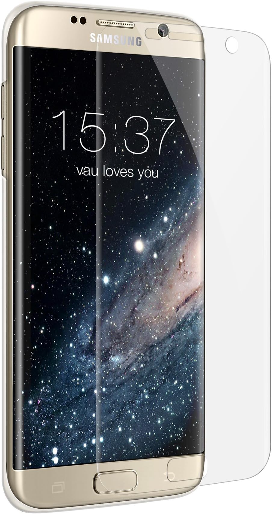 vau Protector For Samsung Galaxy S7 Edge Front Film Reduced Size for Combination with Protective Case (Set of 3 Screengards Screen Protector Transparent