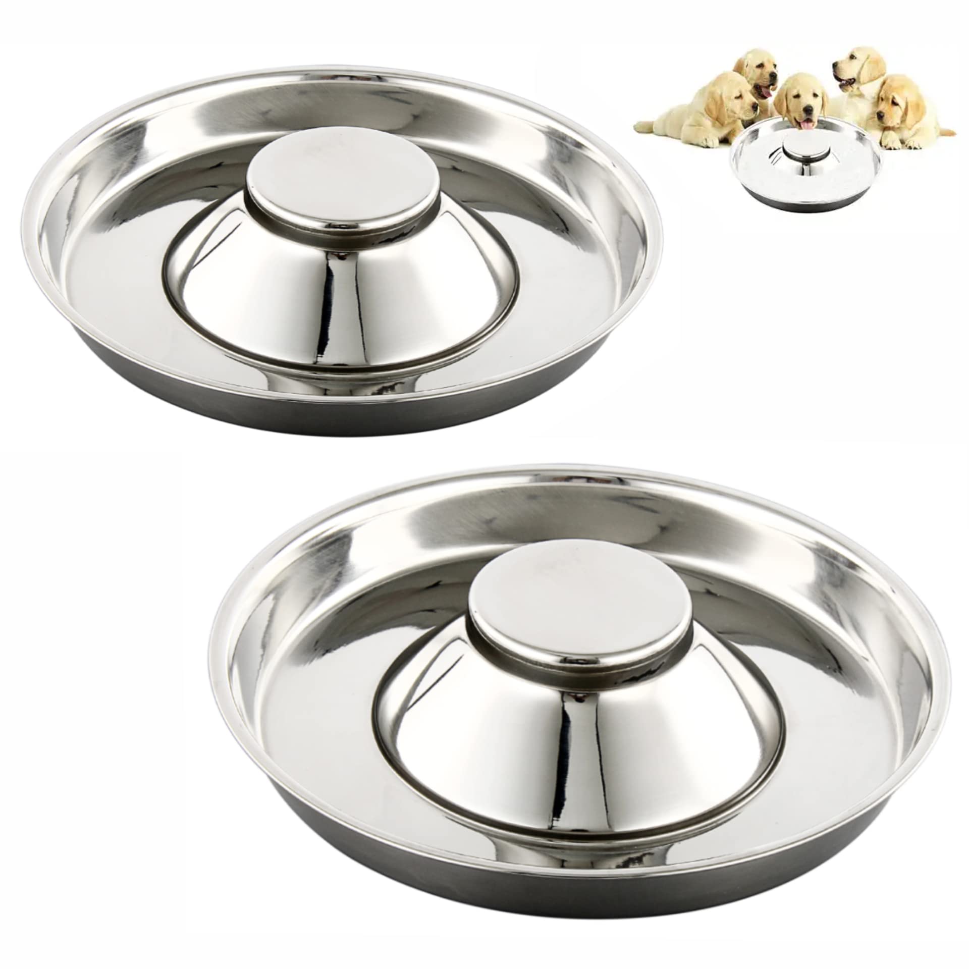SUOXU Stainless Steel Puppy Feeding Bowls - Metal Dog Bowls for Weaning Puppies, Can Be Used for Water and Food (30cm/2pcs)