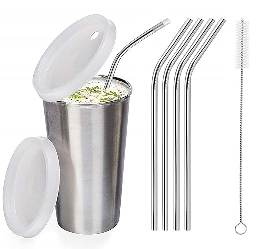 M7STORE Stainless Steel Sippy Cup with Gum Protection for Kids (300 ml, 1-4 Years, Silver)