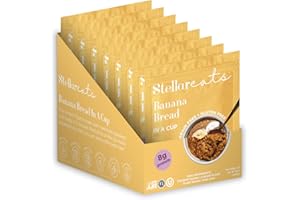 Stellar Eats Grain-Free Banana Bread Instant Treat in a Cup | Single-Serve | 8g Protein | Gluten-Free, Dairy-Free, Plant-Based, Paleo-Friendly | Made with 7 Real Ingredients | 8 Pack