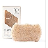 Bathorium Konjac Walnut Shell Body Sponge, Gently Cleanses Skin, Ideal for Daily Use, Made with Hand-Harvested Asian Konjac Root, Softens & Revitalizes, 1 Sponge
