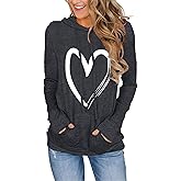 Women's Hoodies Pullover Cute Heart Sweatshirts Long Sleeve Tops with Pockets