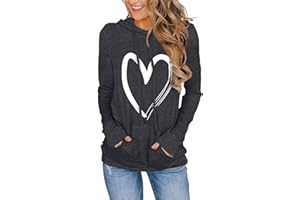 Women's Hoodies Pullover Cute Heart Sweatshirts Long Sleeve Tops with Pockets