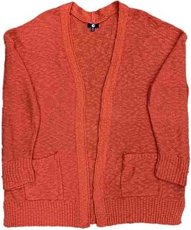 Womens Orange Coral Cardigan Pocket 