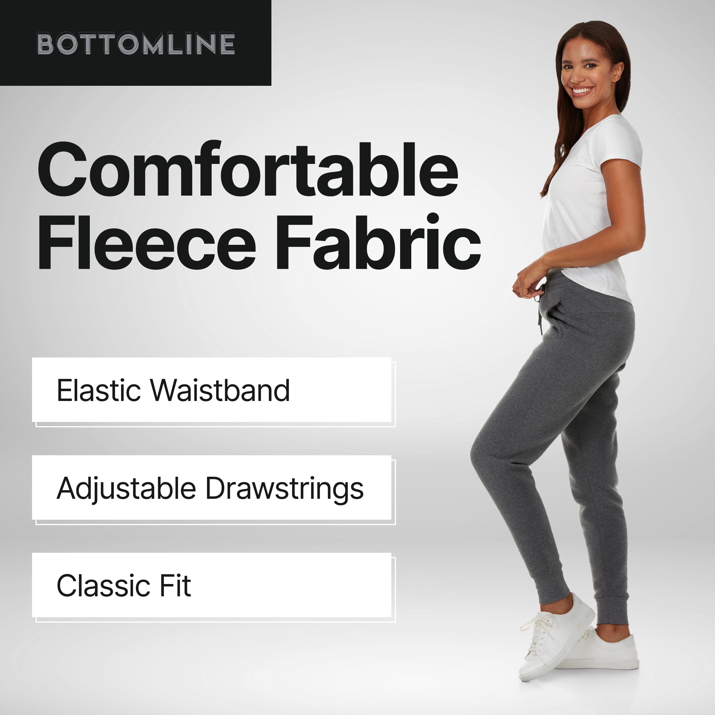 BottomLine 3 Pack Sweatpants Women, Comfortable Womens Sweatpants, Fleece Womens Joggers (Available in Plus)