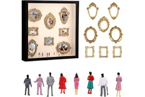 Sinbana DIY Mini Museum Silhouette Box, Include Gold Mini Frames & Figurines Shadow Box Frame Display Case for Birthday Anniv