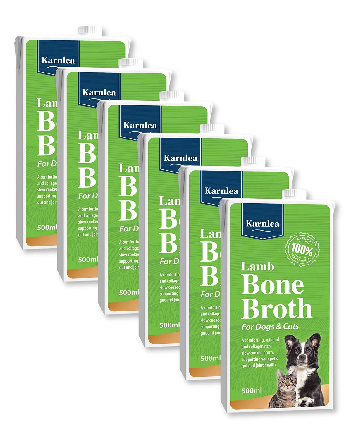 Karnlea Pets Lamb Bone Broth - 6x 500ml | 100% Real & Natural Liquid Bone Broth for Cats & Dogs | Nutritious, High in Collagen & Protein for Healthy Joints, Gut, Digestion, Skin & Sickness Recovery — image 1