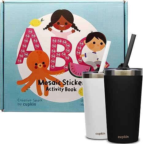 Download Amazon Com Bundle Mosaic Alphabet Abc Sticker Book Kit 12 Oz Kid Cups In Black White 52 Mosaic Sticker Scenes With 3 150 Foam And Jewel Stickers Kitchen Dining