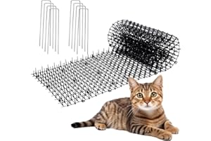 Hmdivor 10ft Cat Scat Mat with Spikes Outdoor, Scat Mats for Dogs, Includes 8 Garden Staples