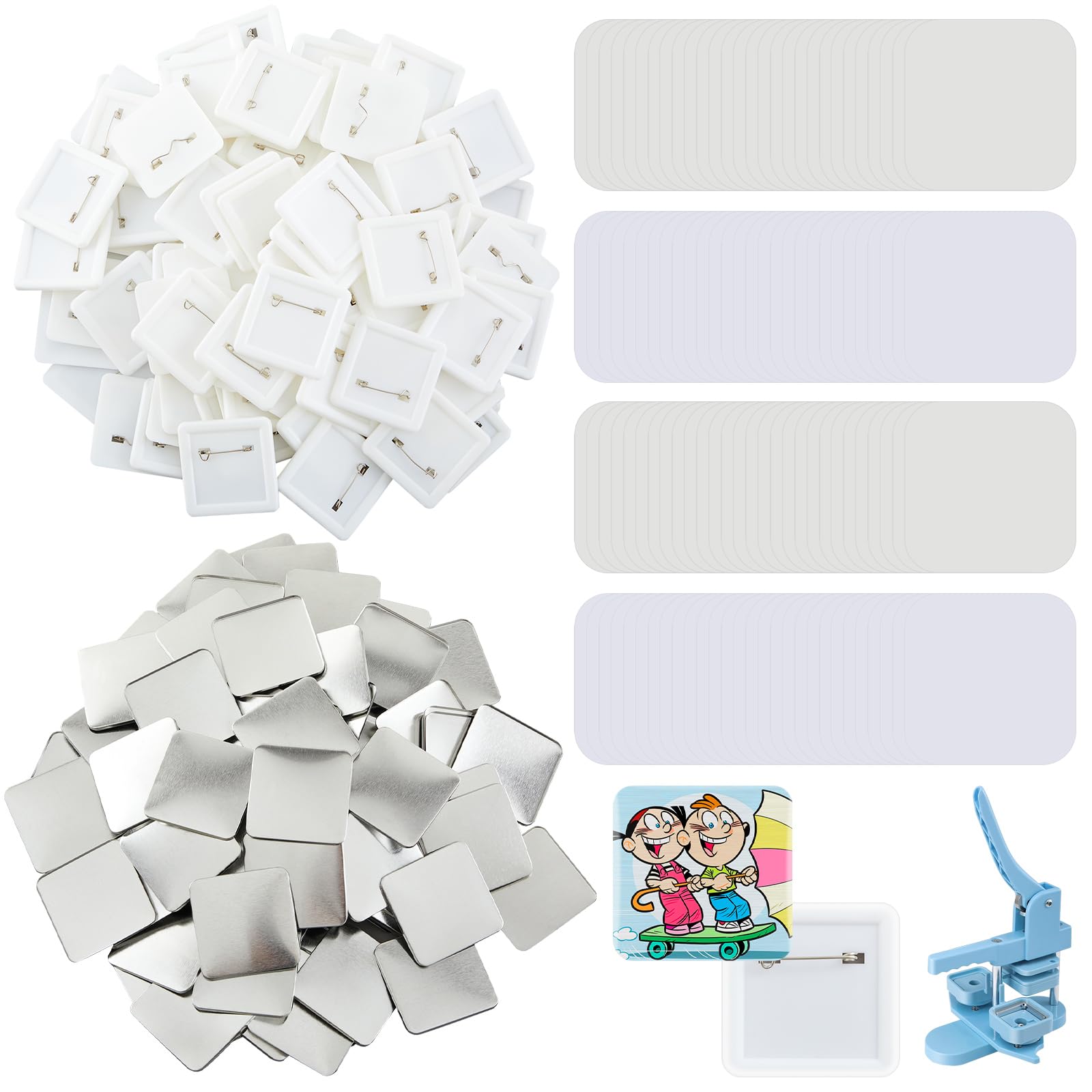 thumbnail image 2 of 32mm 1.26 Inch Round Badge Parts 200 Sets BEAMNOVA 200 Sets Button Parts - 32mm Round Button Maker Supplies With Tinplate Tops & Plastic Backs Button Making Supplies 2 of 10