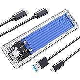 ORICO M.2 NVMe SSD Enclosure, USB 3.2 Gen 2 (10 Gbps), Transparent External Solid State Drive Adapter Enclosure for 2280 2260 2242 2230 PCI-E M2 M-Key SSD, USB Type C Converter Case-TCM2 Blue