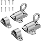 MaozyHomie Self-Closing Latches, Silver Spring Door Lock, Aluminum Alloy Resilient Bolt Latch for Gate,Window and Cabinet, Security Automatic Spring Barrel Slide Door Lock with Screws, 2 Pack