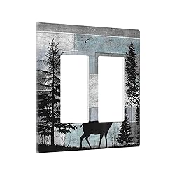 Forest Cabin Deer on Wooden Board Double Rocker