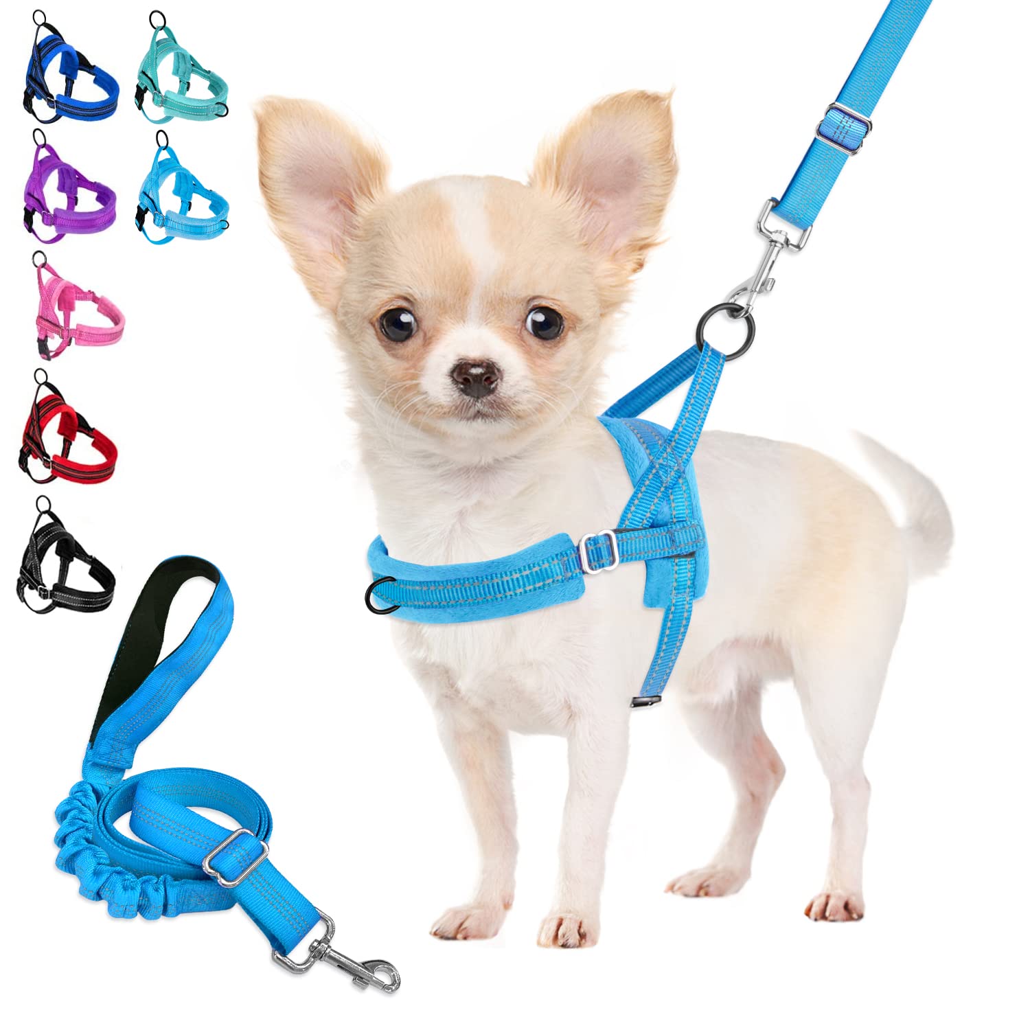 Eyein Dog Harness Small Dog, Anti Pull Heavy Duty Dog Harness and Lead Set, Easy for Walk Vest Harness Soft Padded Reflective Adjustable Anti-Twist Pet Lead Quick fit for Small Puppy Dog Cat(XS)