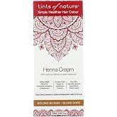 Tints of Nature Golden Blonde Henna Cream Hair Colour, Vegan 2.37 oz | Semi-permanent henna cream creates radiant golden blonde tones while conditioning, 95% natural ammonia-free is gentle