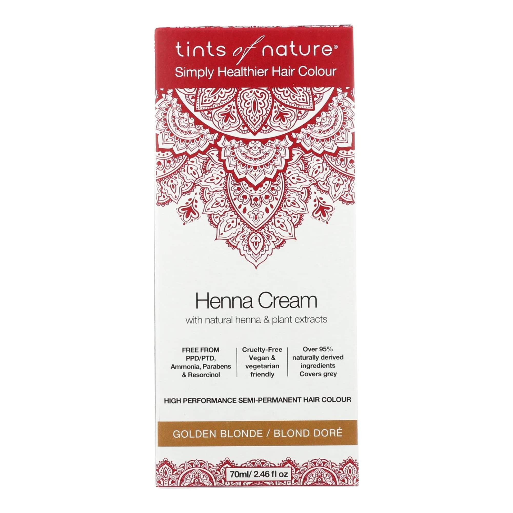 Tints of Nature Golden Blonde Semi-Permanent Henna Cream Hair Colour, Ammonia-Free and 95% Natural, 70ml