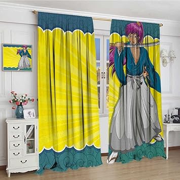 Amazon Com Youpinnong Anime Window Curtain Drape Manga Style Girl