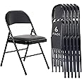 6 Pack Black Folding Chairs With Padded Seat - Stackable Metal Chairs, 350lb Capacity For Events