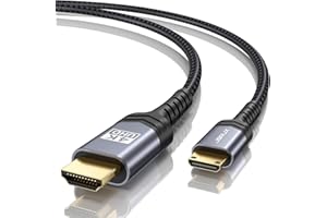 JSAUX Mini HDMI to HDMI Cable 6FT, [Mini HDMI][Aluminum Shell, Braided] High Speed 4K 60Hz HDMI 2.0 Cord, Compatible with Camera, Camcorder, Tablet and Graphics/Video Card, Laptop, Raspberry Pi Zero W