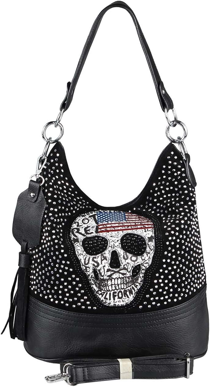 OBC Mujer CALAVERA CR脕NEOS DE LA BOLSA Diamantes de imitaci贸n - Sonnenbirlle Brillo Bolos Bolso De Compras XL Bolso tipo saco Bolso bandolera - Negro