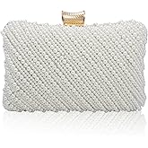 Gets White Pearl Clutch Purses for Women Wedding Bride Evening Bag Formal Party Clutches Tote Handbag Prom Shoulder Bags