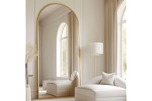Prywot Arched Full Length Mirror, 70"x26" Free Standing Floor Mirror, Modern Full Body Mirrors with Stand, Wall Mirrors with Aluminum Alloy Frame for Bedroom,Living Room, Gold
