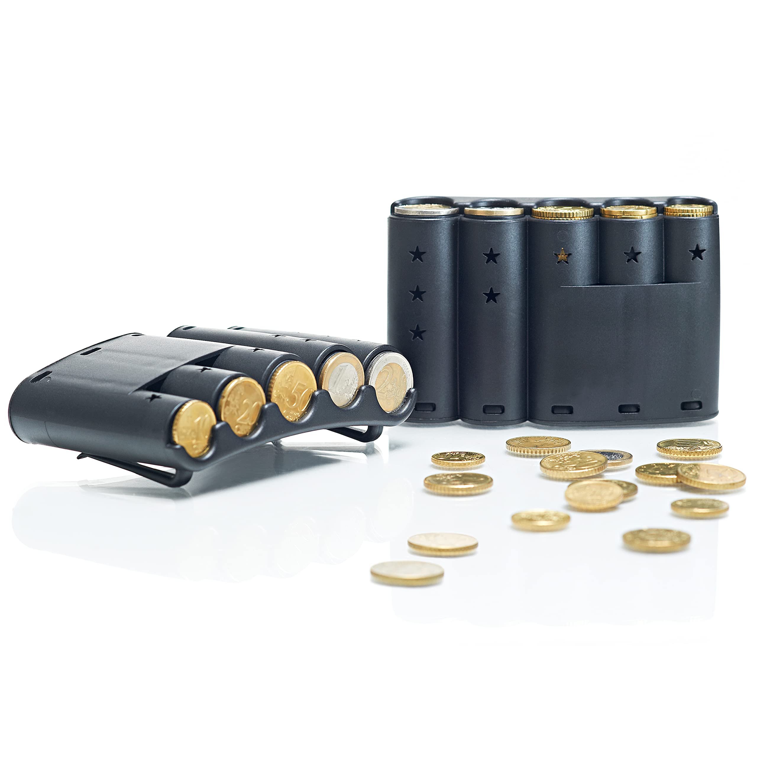 Priot Eurenki Coin Sorter Coin Holder with Belt Clip - Practical Coin Box, Coin Holder for Euro Coins, Compact 133 x 8 x 39 mm (Pack of 1)