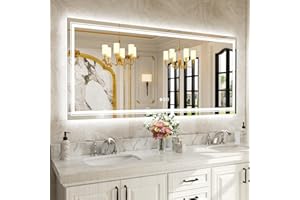 WTTY LED Bathroom Mirror 77''x36'' with Front and Backlight, Large Dimmable LED Vanity Wall Mirrors, Double LED Mirror for Bathroom with Anti-Fog, 3 Colors, Memory Function, Shatter-Proof, ETL Listed