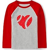 Joctoh Valentine's Shirt for Kids Love Heart T-Shirt Dinosaur Raglan Long Sleeve Top Monster Truck Tractor Tee Boys Age 2-12