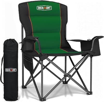 OVERMONT Oversized Camping Chair 500LBS with Cooler 58x59x100cm High Back