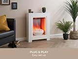 Adam White Electric Fireplace Suite Wood Heater Flame Effect Flat Wall Mount 2kW view 6