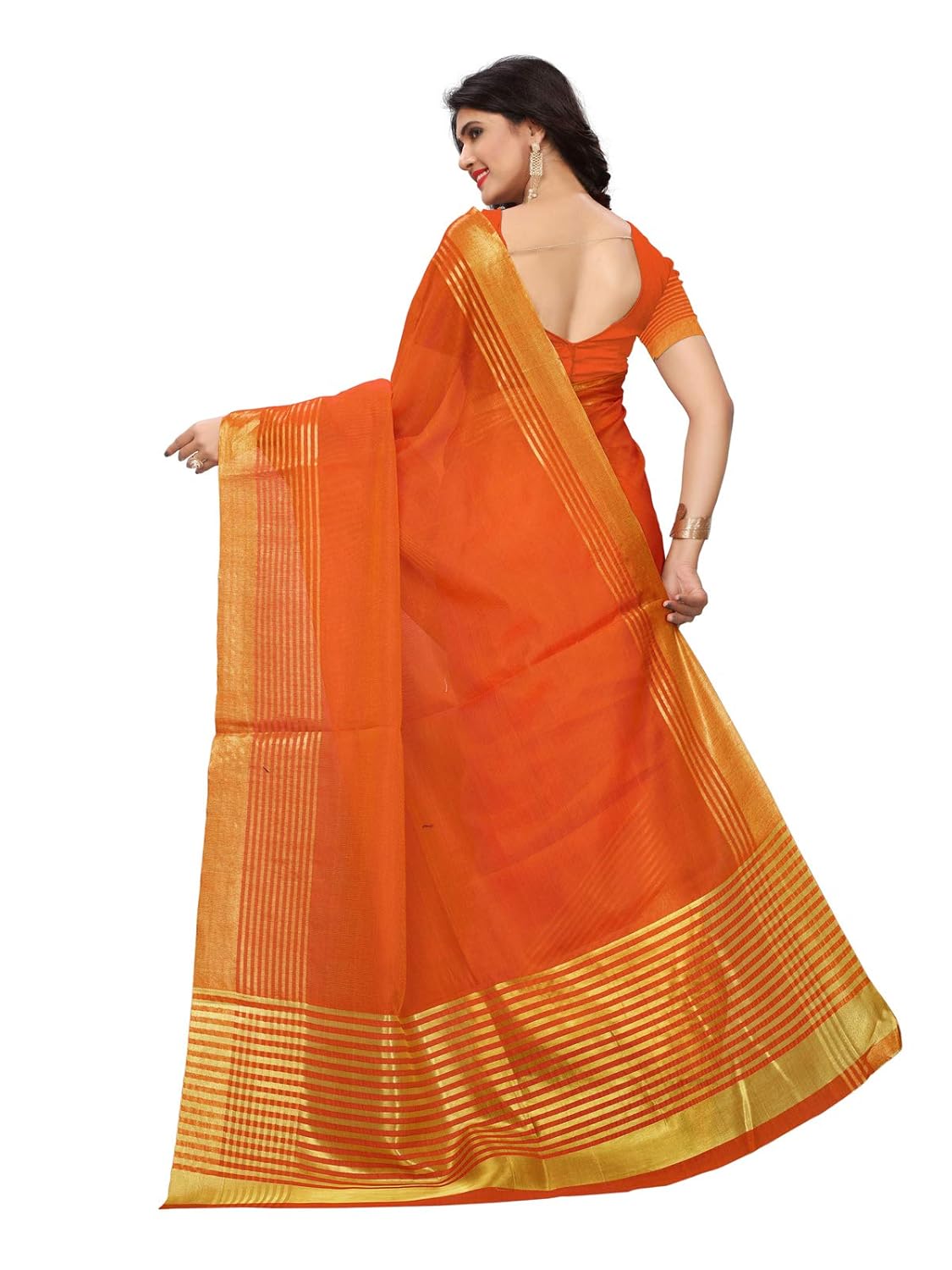 varayu women's cotton silk gold stripes solid kota doria saree