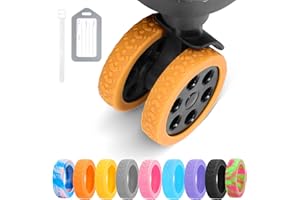 DIGIGRE Luggage Wheel Covers, 8 PCS Silicone Wheel Protector Covers for 2-2.6 inches 8-Spinner Wheels, Wear-Resistant, Anti-Noise Wheel Covers for Luggage, Suitcases or Office Chair Caster Wheels (Orange)