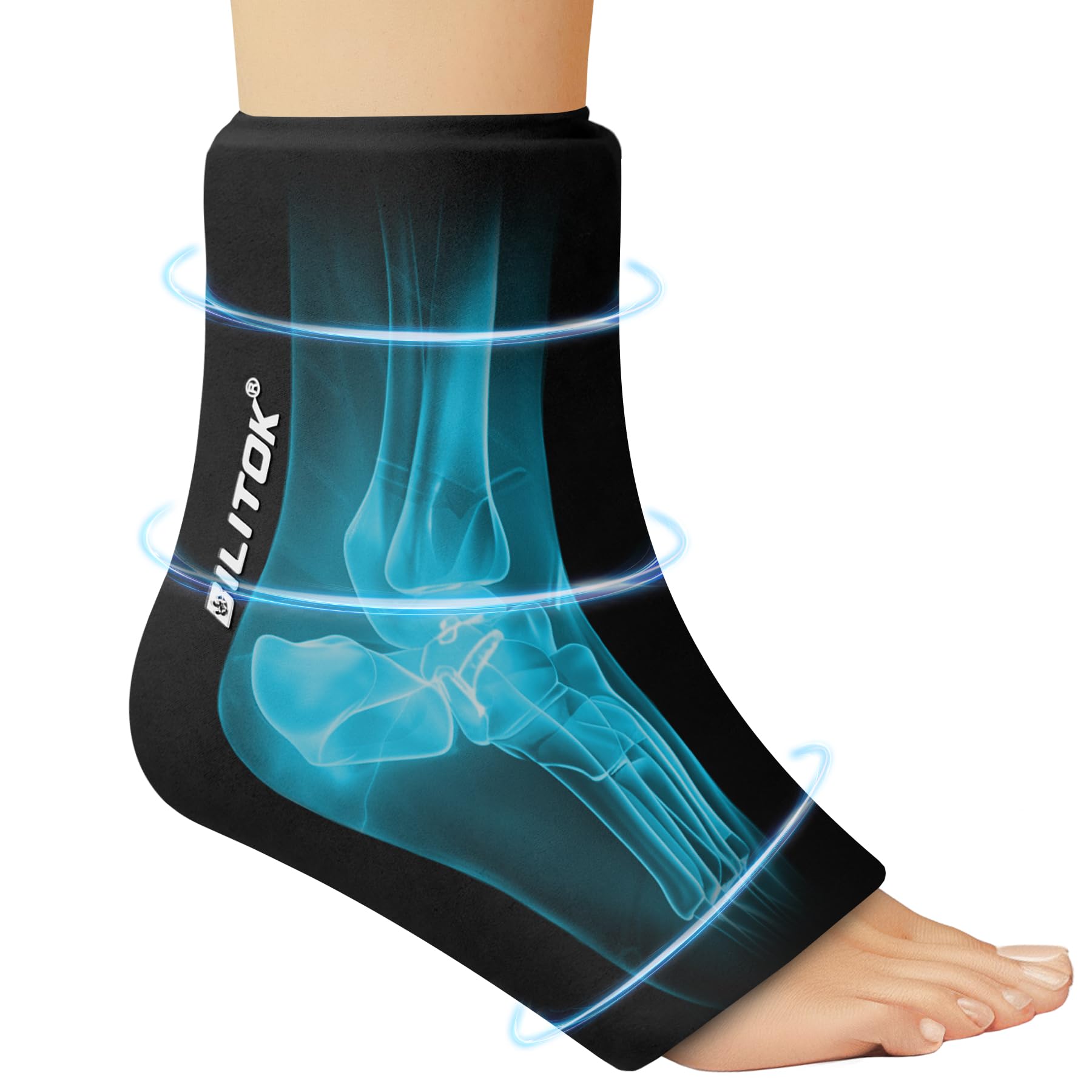 Photo 1 of BILITOK Reusable Foot Ankle Ice Pack Wrap for Injuries, Cold Compression Therapy for Achilles Tendonitis, Plantar Fasciitis, Swelling, Sprained, Pain Relief (Black)