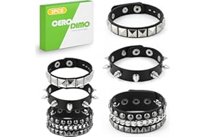 CeroDimo 3 Pcs Studded Bracelet Set Punk Style Leather Look Wristband for Men and Women Black Stud Bracelets Gothic Emo Y2K G