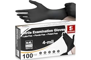 Schneider Nitrile Exam Gloves, 4 Mil Black Gloves Disposable Latex Free Powder Free, Food Safe for Cooking, Food Prep, Clean