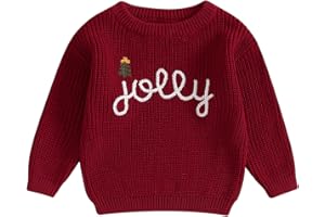 Lesimsam Toddler Baby Boy Girl Christmas Outfit Embroidery Knit Sweater Oversized Knitted Sweatshirt Pullover Winter Clothes