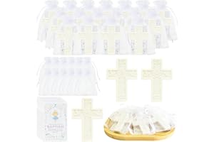 LAIAMER 50 Pack Cross Soap Baptism Favors Set for Guests Baby Shower Scented Soap Favors Christening Communion Baptism Party Gift for Guests Wedding Bridal Gender Reveal Party Favors
