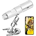 STPCTOU Wireless Digital Microscope 50X-1000X Handheld Portable Mini WiFi USB Microscope Camera with 8 LED Lights for iPhone/iPad/Smartphone/Tablet/PC- White
