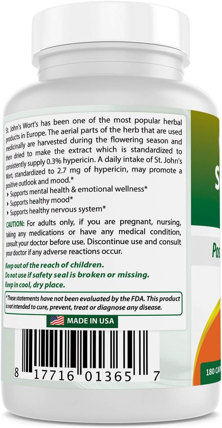 Best Naturals St John's wort 300 mg 180 Capsules: Health & Personal Care