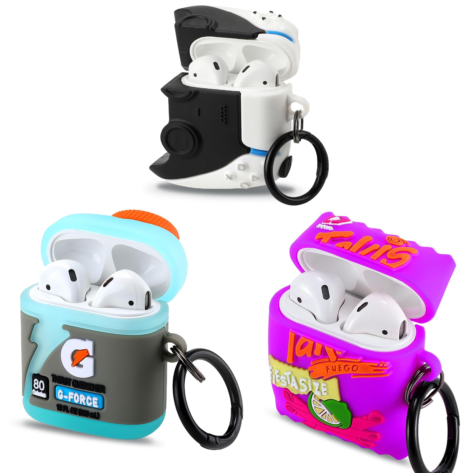 Photo 1 of [3Pack]Gedicht for Airpods 2nd Generation Case, Funny 3D Cartoon Energy Bottle Game Console Candy Design Silicone Soft Cases for Airpods Case 2nd/1st Gen, with Keychain Kids Women Men for Airpods Case