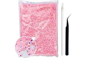 Duflash 50000Pcs Pink AB Resin Flatback Rhinestone, 3mm Jelly Resin Rhinestone Stanley Cup,Larger Quantity Wholesale for Crafts DIY Design, Tumblers, Clothes, Makeup, Nail Art(SS12,0.12inch)
