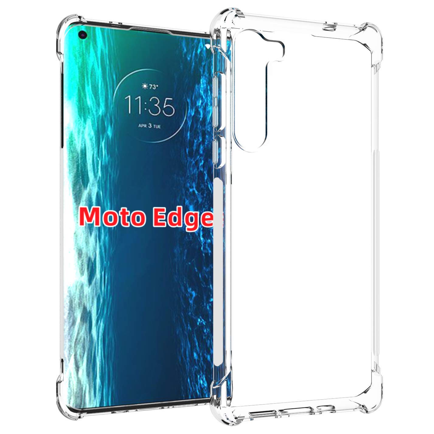 Photo 1 of USTIYA Case for Motorola Edge Clear TPU Four Corners Protective Cover Transparent Soft funda