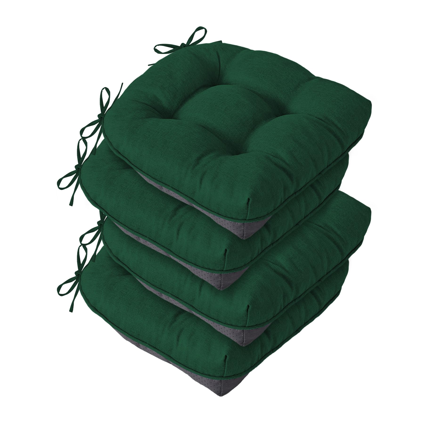 Photo 1 of IASEAHK Chair Cushions for Dining Chairs, Seat Cushions for Kitchen Chairs, Indoor Seat Cushions with Ties, Tufted Foam Chair Pads, Non Slip Chair Cushions Set of 4, 15.5" x 15.5" x 4", Dark Green