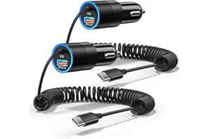 USB C Car Charger Fast Charge,2-Pack 38W PD 3.0 USB C Cigarette Lighter USB Charger with 3.5FT Type C Cable,Car Adapter Compa